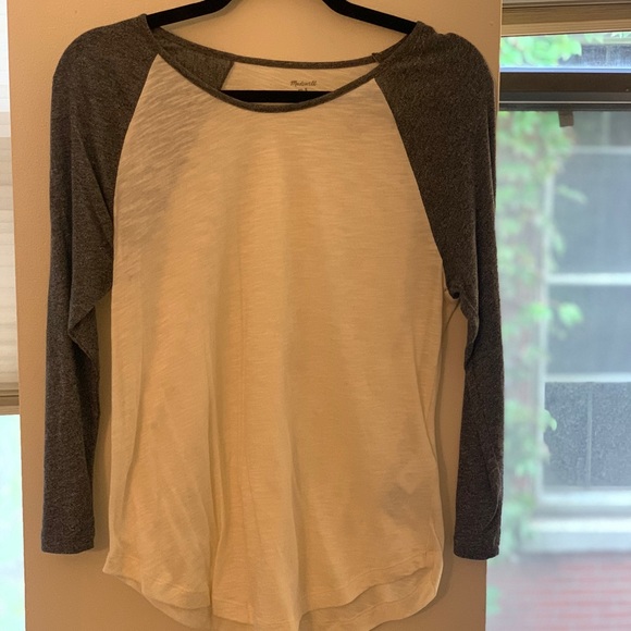 Madewell Tops - Madewell Gray and White Woman’s Baseball Tee